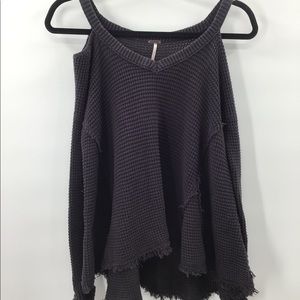 Free People Cold Shoulder Fringe Sunrise Sweater